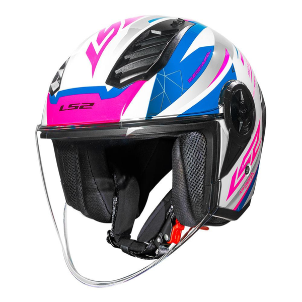 CAPACETE LS2 AIRFLOW II OF616 SPOILER DRAZE WHITE/BLUE/PINK