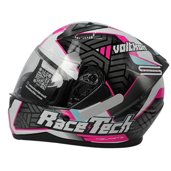 CAPACETE RACE TECH SECTOR VOLTKON WHITE/PINK