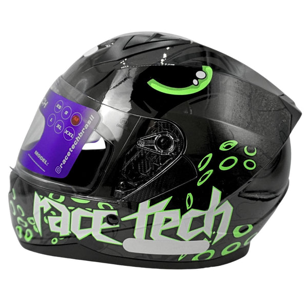 CAPACETE RACE TECH KRAKEN GLOSS TITANIUM/GREEN 56 A 6