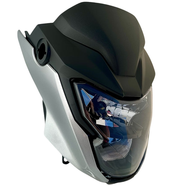 KIT BLOCO FAROL C/ CARENAGEM TITAN/FAN 160 2025 – ADAPTAVEL - PRATA FORCE METALICO