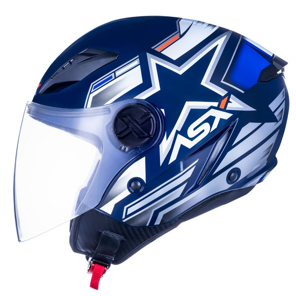 CAPACETE ASX CITY AIR PILOT BRILHO AZUL/BRANCO/VERMELHO