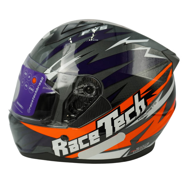 CAPACETE RACE TECH SECTOR ELECTRO TITANIUM / ORANGE - 56 A 62