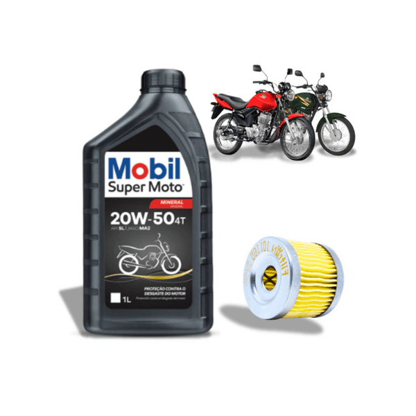 ÓLEO MOBIL 20W50 4T MINERAL + FILTRO DE ÓLEO DAFRA (KIT TROCA DE ÓLEO)