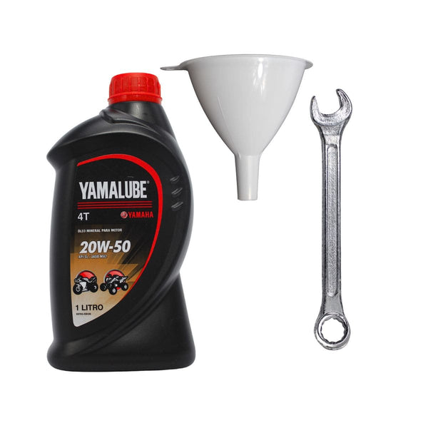 ÓLEO YAMALUBE 20W50 4T MINERAL + CHAVE DE BOCA + FUNIL (KIT TROCA DE ÓLEO)