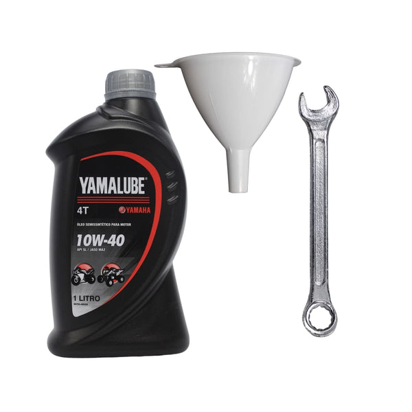 ÓLEO YAMALUBE 10W40 4T SEMISSINTÉTICO + CHAVE DE BOCA + FUNIL (KIT TROCA DE ÓLEO)