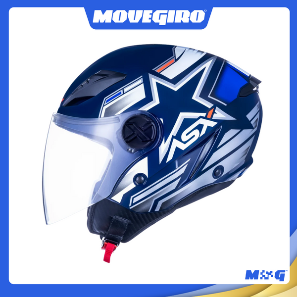 CAPACETE ASX CITY AIR PILOT BRILHO AZUL/BRANCO/VERMELHO