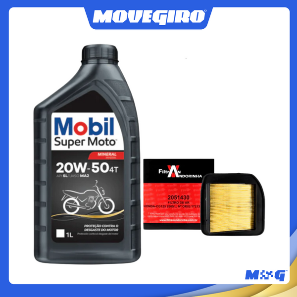 Kit Oleo Mobil 20w50 e Filtro de Ar CG Titan 125 2000