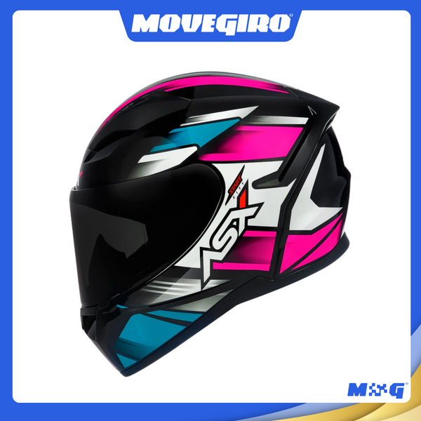 CAPACETE ASX CITY START BRILHO PRETO/TURQUESA/ROSA