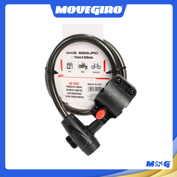 TRAVA DE MOTO CABO  COM DE ACO  12MM*800MM - AC 1057