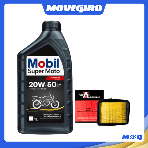 Filtro De Ar Honda CG 125 (2014) + 1 Óleo Mobil 20W-50