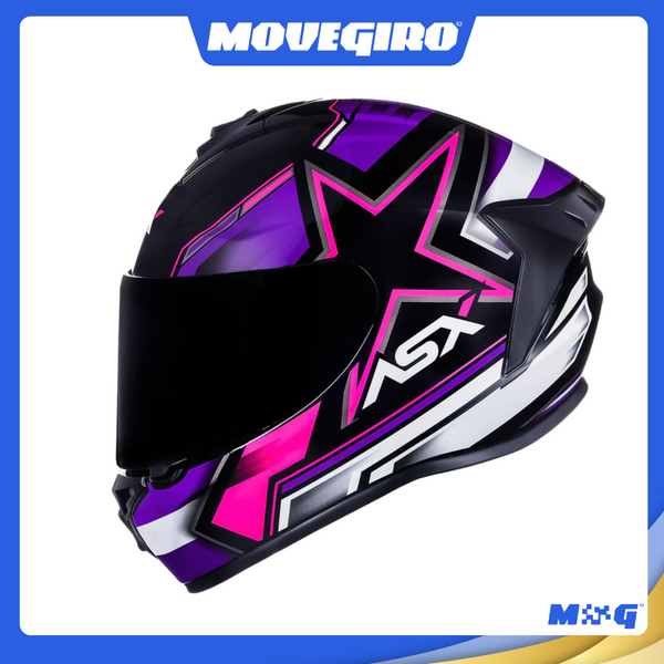 CAPACETE ASX DRAKEN PILOT BRILHO PRETO/LILAS/ROSA