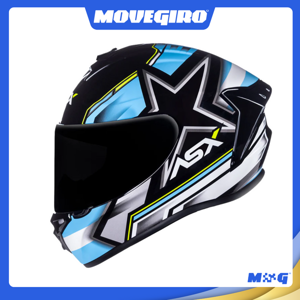 CAPACETE ASX DRAKEN PILOT BRILHO PRETO/AZUL/AMARELO
