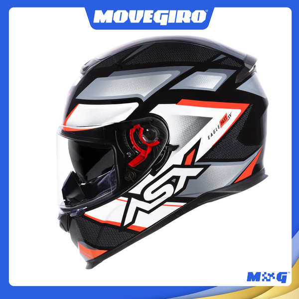 CAPACETE ASX EAGLE SV FAST BRILHO PRETO/CINZA/VERMELHO