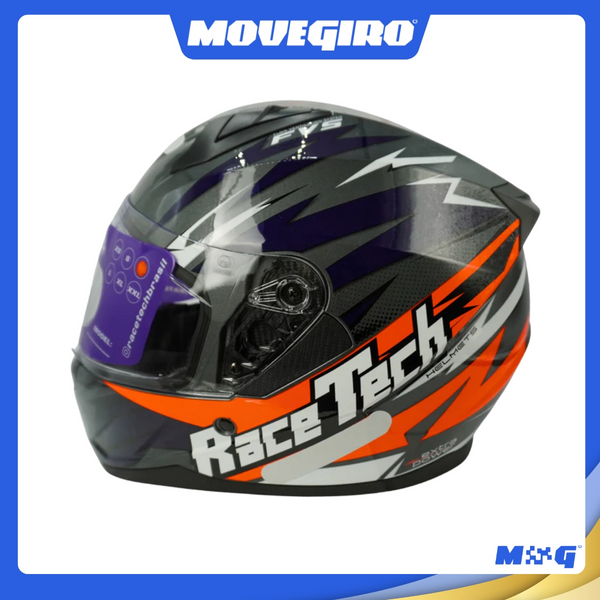 CAPACETE RACE TECH SECTOR ELECTRO TITANIUM / ORANGE - 56 A 62
