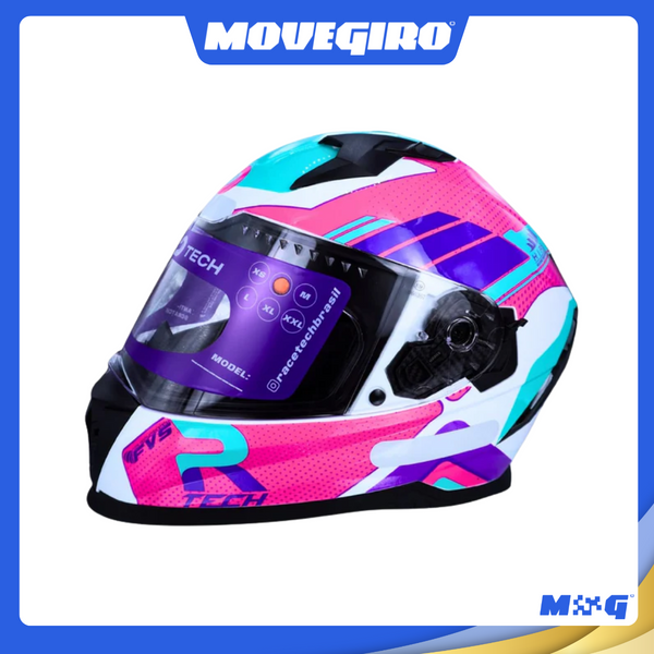 CAPACETE RACE TECH VOLT TRACK WHITE/PINK