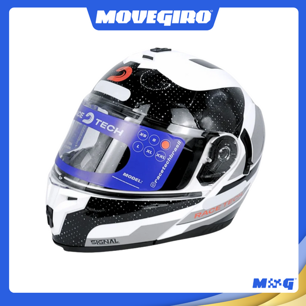 CAPACETE RACE TECH SIGNAL GEAR BLACK/WHITE