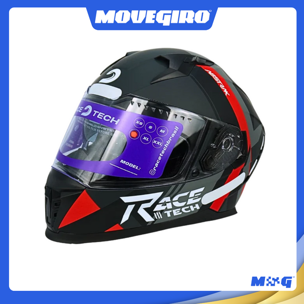 CAPACETE RACE TECH VOLT ABSTRAK MATTE BLACK/RED - 56 A 60